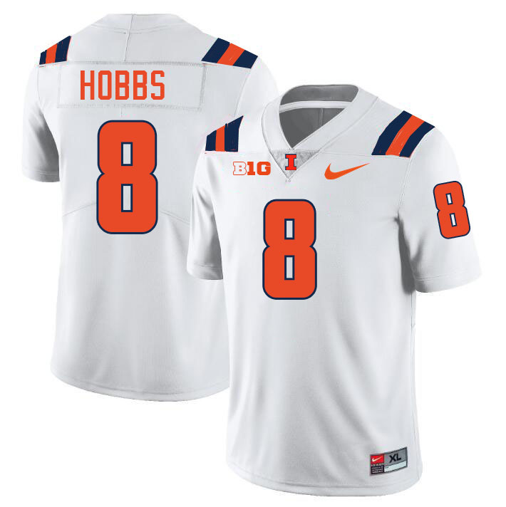 #8 Nate Hobbs Illinois Fighting Illini Football Jersey,Uniforms-White